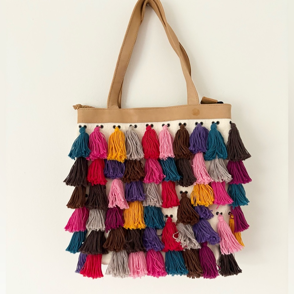 Noonday Collection Colorful Tassel La Gloria Tote Bag - Picture 8 of 12